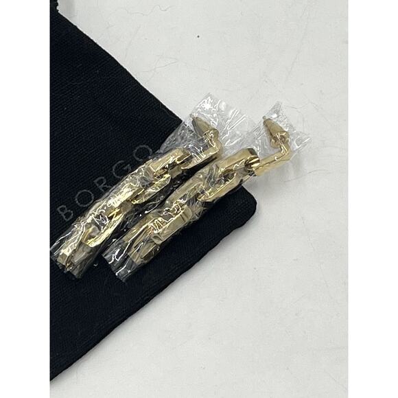 Eddie Borgo 12K Gold Plated Chain Supra Link Highly Polish Dangle Earrings New - Picture 5 of 9